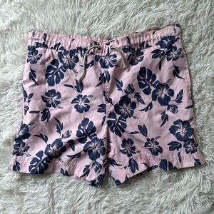 J. Crew Pink Hawaiian Swim Trunks Swim Shorts Size Medium Large